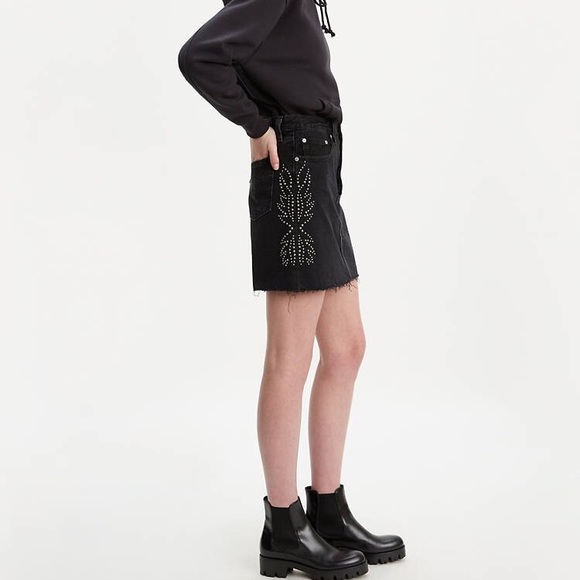 Levi’s High Rise Deconstructed Button Fly Skirt - Picture 3 of 9